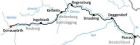 Cycle tour along the Bavarian Danube - map