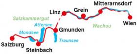 Trans Austria - cycle tour Salzburg - Vienna - map